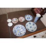 An antique Chinese blue and white cylindrical vase