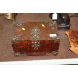 A Victorian burr walnut and brass mounted box