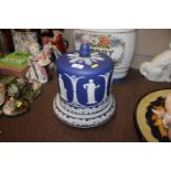 A large Wedgwood type blue jasper cheese dome