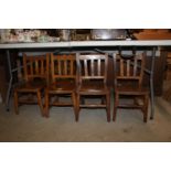 Four 1950's elm seated child's stacking chairs
