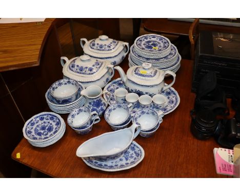 An Adams blue and white part tea and dinner service AF
