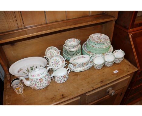 A part Minton Haddon Hall patterned dinner service, Royal Worcester dish and a Dan Wright jug