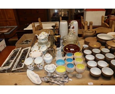 A quantity of various china to include Royal Stafford part tea service; Adderley "Chinese Blossom" part tea service; smoked g