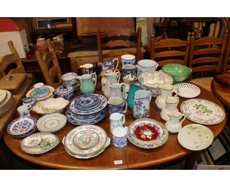 A large quantity of various china to include Limoges gilt and floral decorated dish, Mason's ironstone jug, a Spode "Golden J