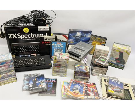 Sinclair ZX Spectrum personal computer with W.H. Smiths cassette recorder,  joy stick and approximately sixty games