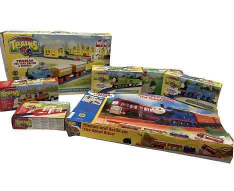 Thomas The Tank Engine and Friends - Hornby Thomas and Bertie Set 'The Great Race'; and Tomy Trains Set with five additional 