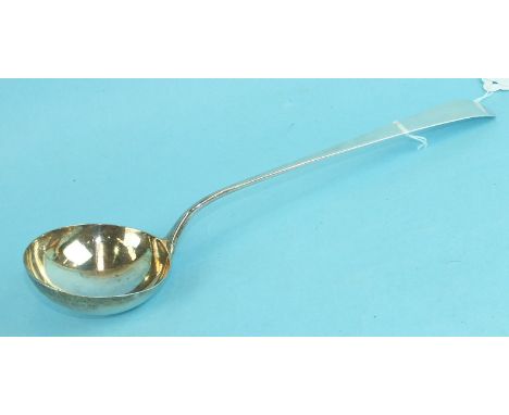 A George III silver soup ladle, London 1784, maker CH, ___3oz.