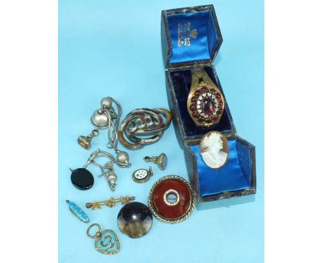 Two gold-plated seals, a paste-set bangle and other items.