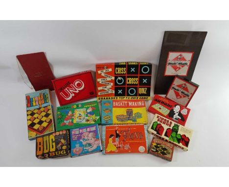 Boxed games - Chad Valley Criss Cross Quiz, Granada's Top TV Quiz Game in original box; an early Monopoly game with printed c