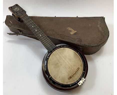A vintage Monopole ukulele, cased 