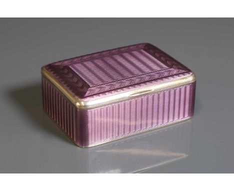 A Norwegian enamelled silver box,early 20th century, by David Andersen, the sides and lid decorated in purple enamel over an 