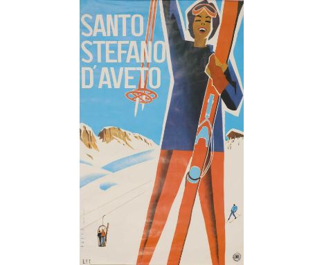 An Italian travel poster,c.1955, 'Santo Stefano d'Aveto', designed by Mario Puppo (Italian, 1905-1977), lithograph in colours