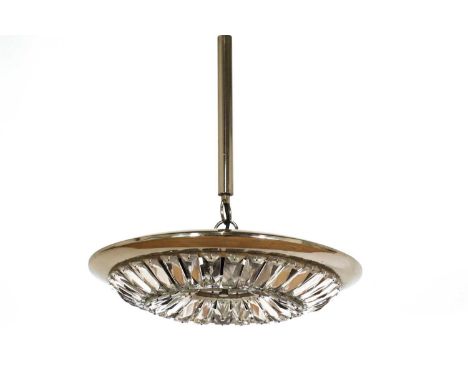 A chrome and crystal ceiling light, 1960s, by Bakalowits and Söhne, fitted with six light fittings,42cm diameter 58cm highCon