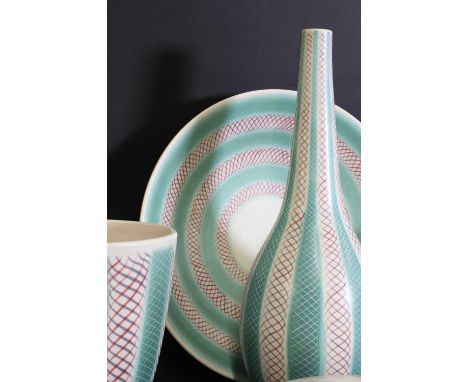 A collection of Poole Pottery,1950s, comprising:four items designed by Alfred Read and Guy Sydenham, pattern number 'PKT',lar