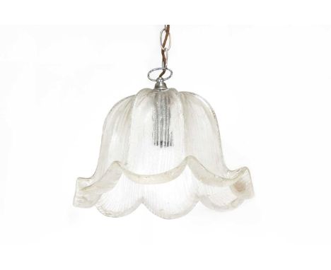 A Murano glass ‘tulip’ pendant light,1960s, with chrome mounts and chain,43cm diameter94cm high overallCondition Report10.1.2