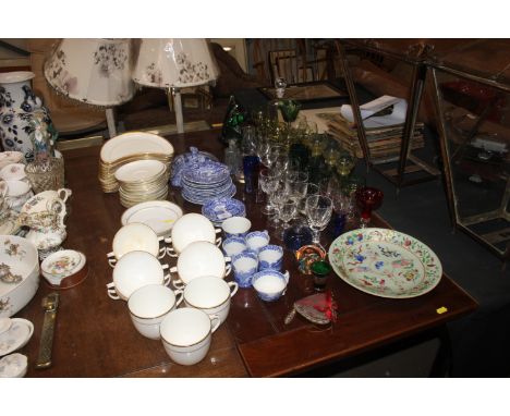 A quantity of various glass and china to include Copeland Spode "Italian"; Roamer glasses; an Oriental decorated famille rose