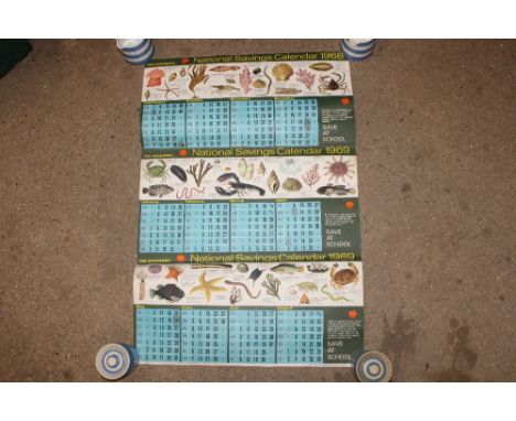 A collection of antique posters and maps to include National Savings posters, vintage bird posters etc.