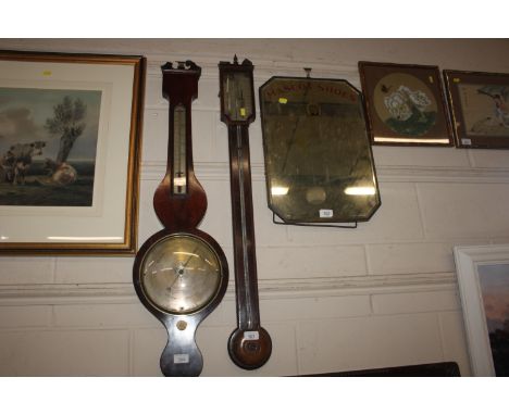 A 19th Century chequered banded inlaid stick barometer AF