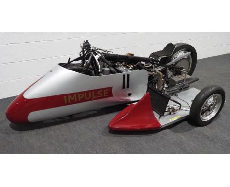 ‘Impulse’ Hillman IMP motorcycle sidecar combination. 1966.Speed record attempt motorcycle. The bike was ridden by Vic Philli