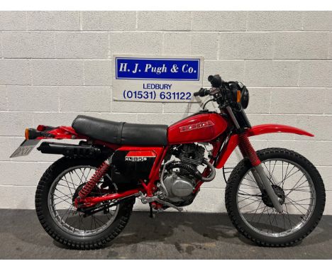 Honda XL185S enduro motorcycle. 1982. 184cc. Engine No. L185SE5212592Runs and rides, comes with owners manual. Reg. VK0 172X.