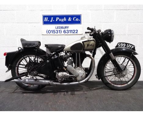 Norton Model 18 motorcycle. 1948. 500cc.Frame No. 35748Engine No. C3-19275Engine turns over.Reg. 599 UYF. V5 