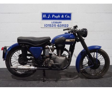 Panther 250 motorcycle. 1954. Frame No. F8661Engine turns over, last ridden in 2018. Light and horn works. Reg. VSK 538. V5 t