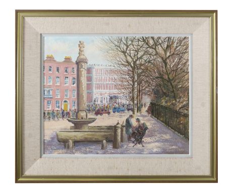 Fergus O'Ryan RHA (1910-1989) St. Stephen's Green, Looking East, Horse Trough Oil on board, 50 x 60cm (19¾ x 23½'') Signed; i