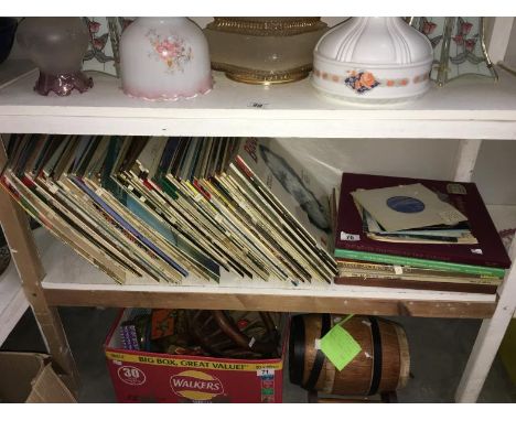 A shelf of LP classical records