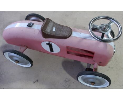 Tin plate vintage style Ride On racing car 