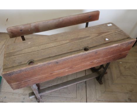 Vintage metal frame double child's type school desk (width 90cm) 