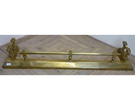 Late Victorian brass Gothic style fire fender 