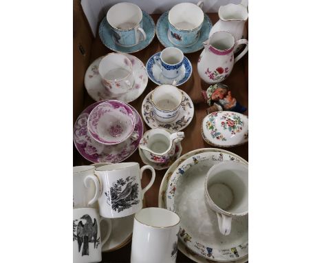 Crown Staffordshire part coffee service, various cabinet cups and saucers, milk jugs, nursery rhyme plates, bowls etc 