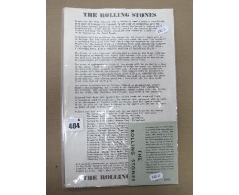 The Rolling Stones at The Tower Ballroom, New Brighton 1964, this includes the handbill describing the competition and groups