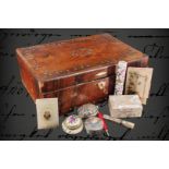 Konv. Notizblock, um 1900, mit handbemaltem Einband, 2 Flügel vom Insekt fehlen, H 10 cm, dazu