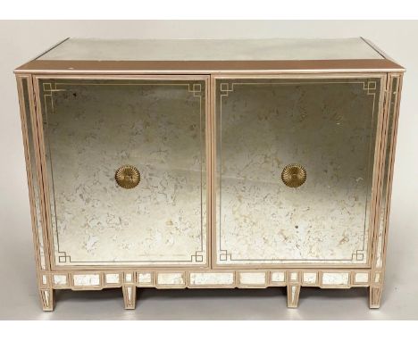 RESTALL BROWN AND CLENNELL BUFFET, verre églomisé panelled with two doors enclosing mini bar and fittings, 125cm x 58cm x 97c