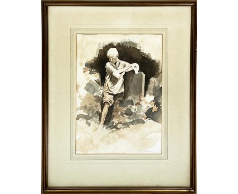 SARA LUTYENS (British 1929-1976), 'Study of a boy', watercolour and pencil, signed and dated July 1949, 41cm x 29cm, framed. 