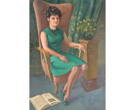 λ Otto Maraini (1904-1970) Portrait of a seated lady Oil on canvas Signed and dated 1968 lower right 158.5cm x 109cm (58 1/2i