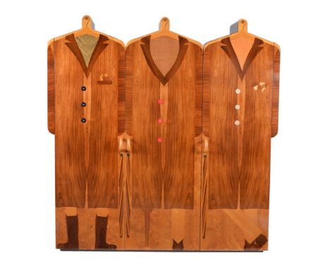 ϒAndrew Varah (1944-2012), Umbrella Men, a surrealist three door gentleman's wardrobe, designed in 1989, each hinged door mod