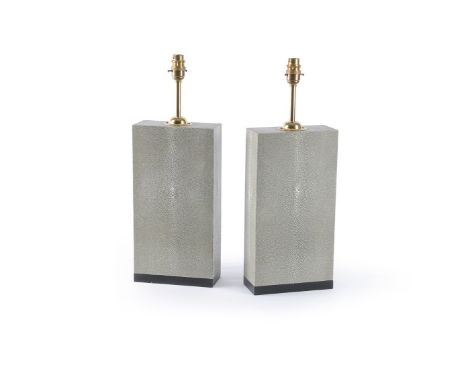 Lamberty Bespoke, a pair of shagreen table lamps, modern, rectangular section, 51cm high      Provenance: Lamberty Art &amp; 