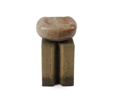 Sarah Walton (b. 1945), a ceramic bird bath, of square form, salt glazed with incised decoration, impressed seal mark to the 