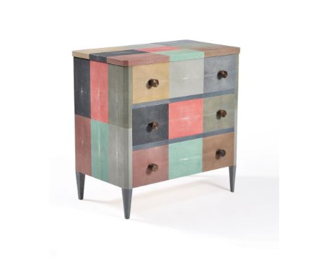 Lamberty Bespoke, a patchwork shagreen chest of drawers, modern, multi coloured, 88cm high, 85cm wide, 49.5cm deep      Prove