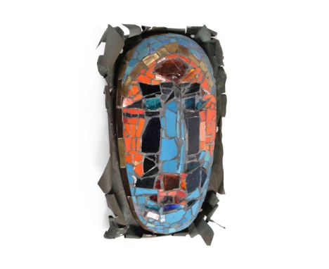 A German garden wall light, 1970s, glass and ceramic random mosaic, 53cm high      Provenance: Lamberty Art &amp; Design, sel