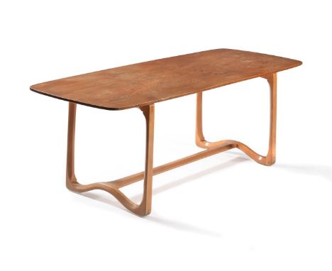 Ercol, a 513 dining table, 1967-70, elm rounded rectangular top, beech underframe, 72cm high, 197cm wide, 81cm deep      Prov