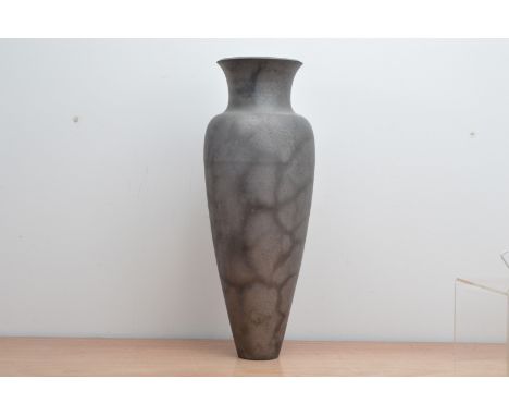 Keith Munro (British b. 1958), a tall ceramic vase, in the amphora classical style, black and grey, a chip to the rim 53.5cm 