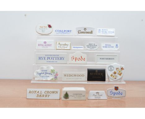 A collection of British ceramic advertising plaques, including Spode, Royal Albert, Rye Pottery, Beswick (20) 