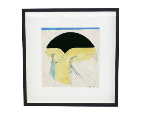 Adrian Heath (British 1920-1992): a framed 'untitled' mixed media on paper, signed AH and dated 75. In mount 24cm x 25cm appr