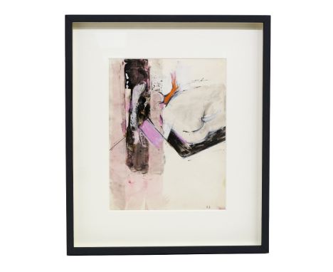 Adrian Heath (British 1920-1992): a framed 'untitled' mixed media on paper, signed in pencil AH. In mount 21cm x 28cm; framed