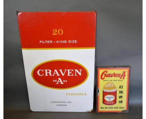 An Early 20th Century Enamel Advertising Sign for Craven 'A' Cigarettes, 92 x 60 cms together with another similar smaller, 4