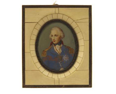λ J.W. (c.1900) Portrait miniature of Horatio Lord Nelson, head and shoulders in uniform Oval, in a rectangular frame 80 x 63