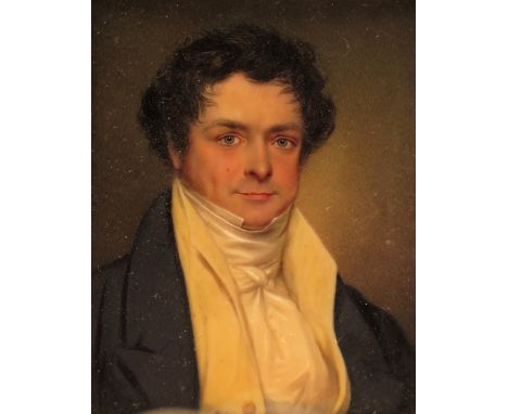 λ Charles Jenour (fl.1825-1850) Portrait miniature of David Reid aged 30 in 1819 Inscribed verso: Atatis suae 30/ David Reid/